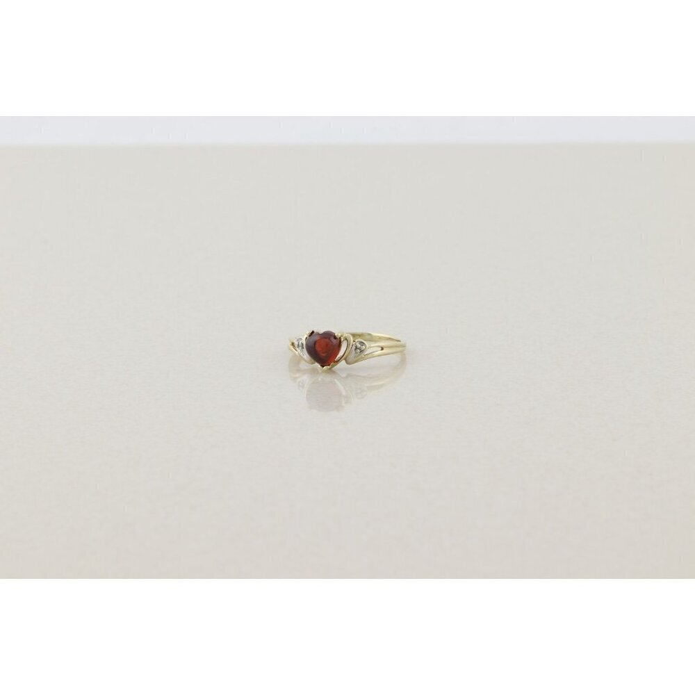 10k Yellow Gold Natural Garnet & Diamond Ring Size 7 1/4 - Picture 6 of 8